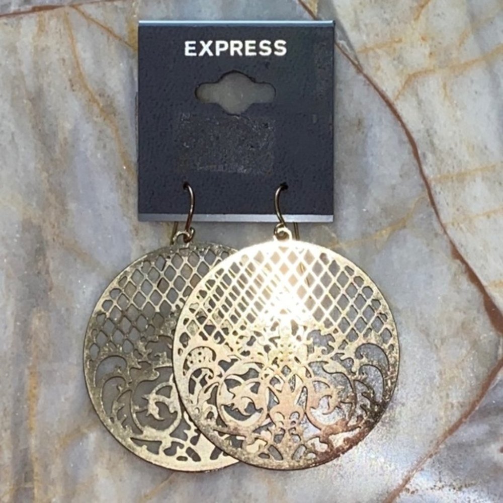 Express Jewelry Women's Earrings Shiny Gold Disks